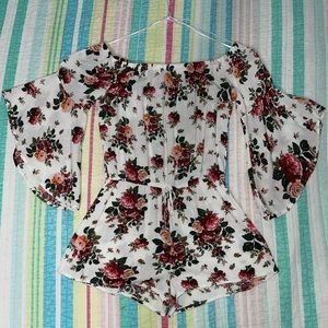 Flower Romper with Bell Sleeve